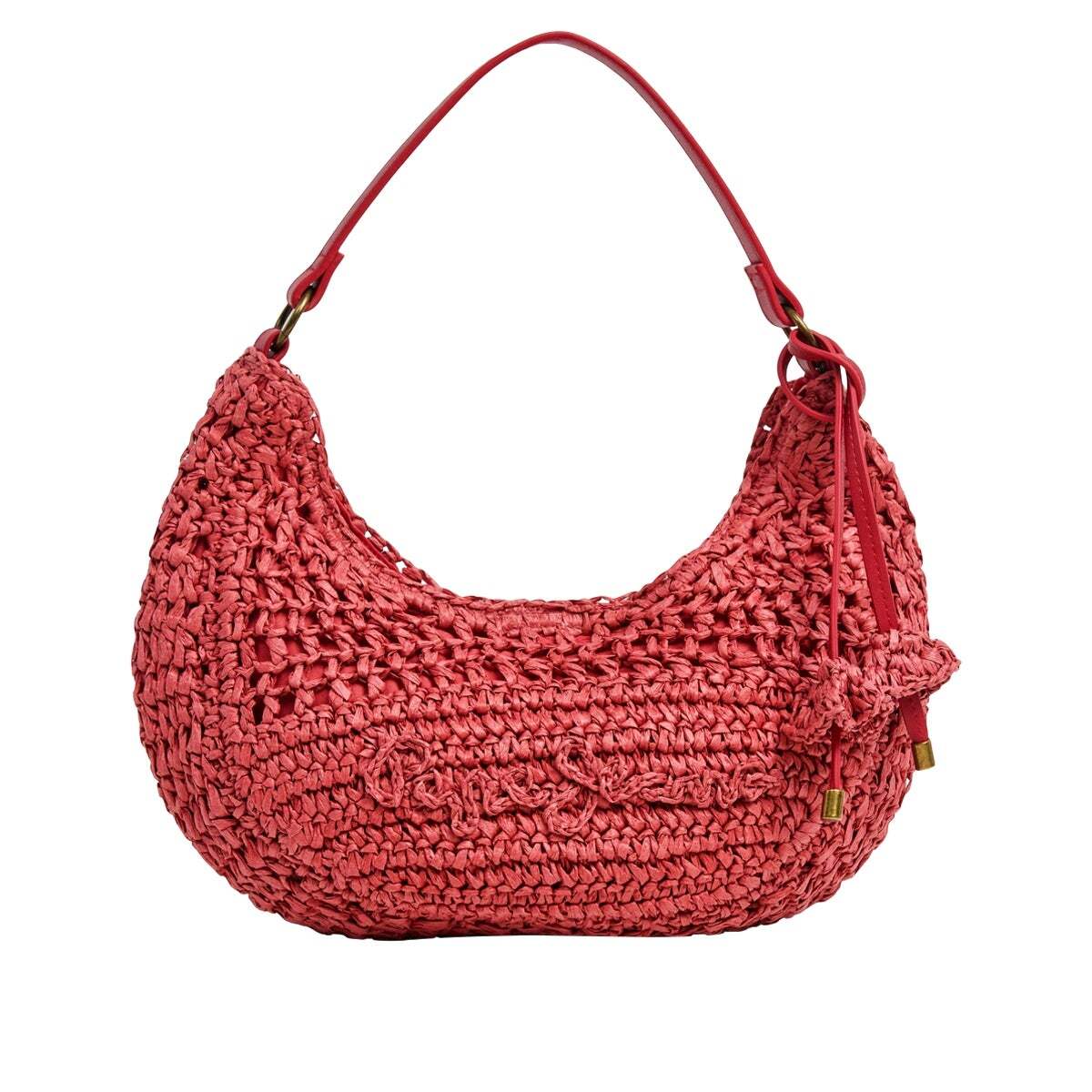 Sac Demi-Lune En Raphia orange coucher du soleil, PEPE JEANS