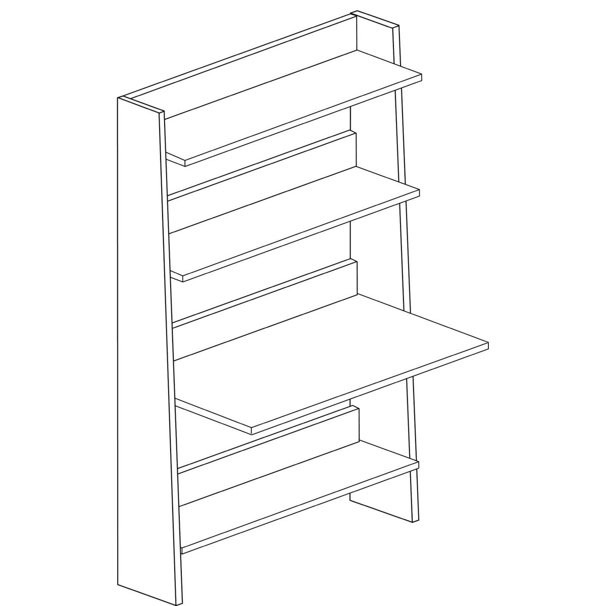 Bibliothèque 3 étagères avec bureau bois clair, TERRE DE NUIT