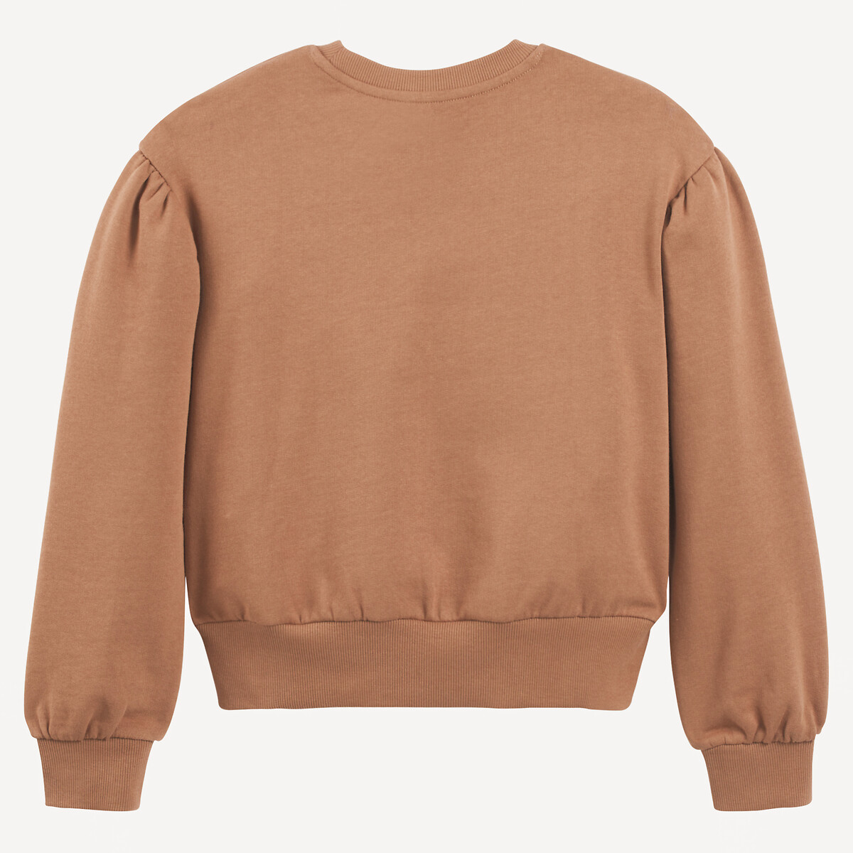 Slogan Print Sweatshirt with Crew Neck brown, LA REDOUTE COLLECTIONS
