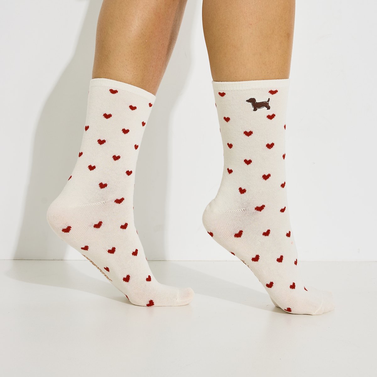 Lot de 2 paires de chaussettes blanc cassé ecru, GRAIN DE MALICE