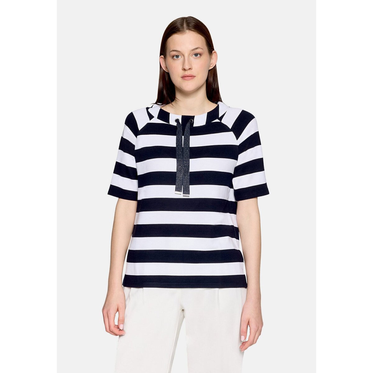 Sweat-shirt de texture côtelée bleu/blanc, BETTY BARCLAY