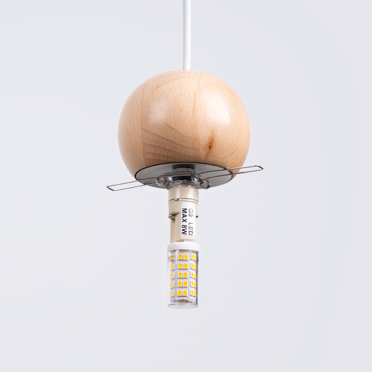 Suspension Verre Blanc/Bois Naturel G9 3 Pekka blanc, EDEN