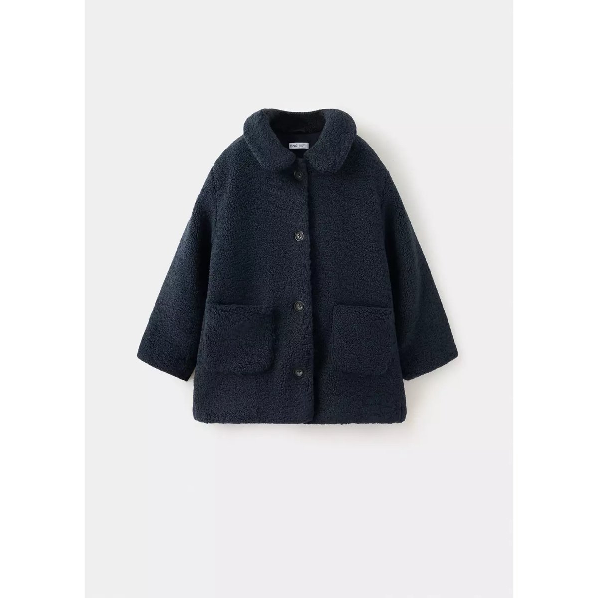 Manteau long en imitation mouton bleu marine, MANGO BABY