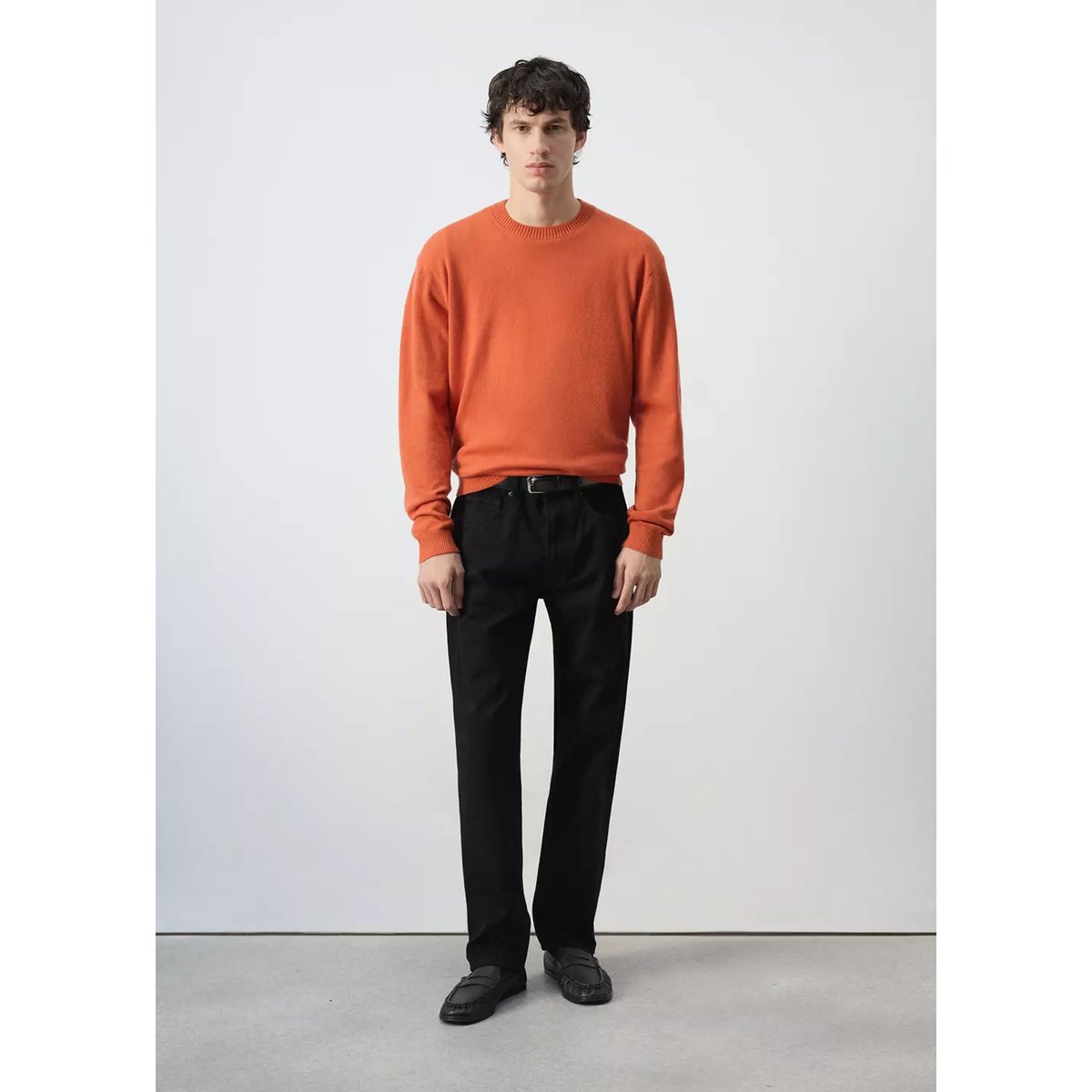 Jean 100 % coton relaxed-fit black denim, MANGO MAN