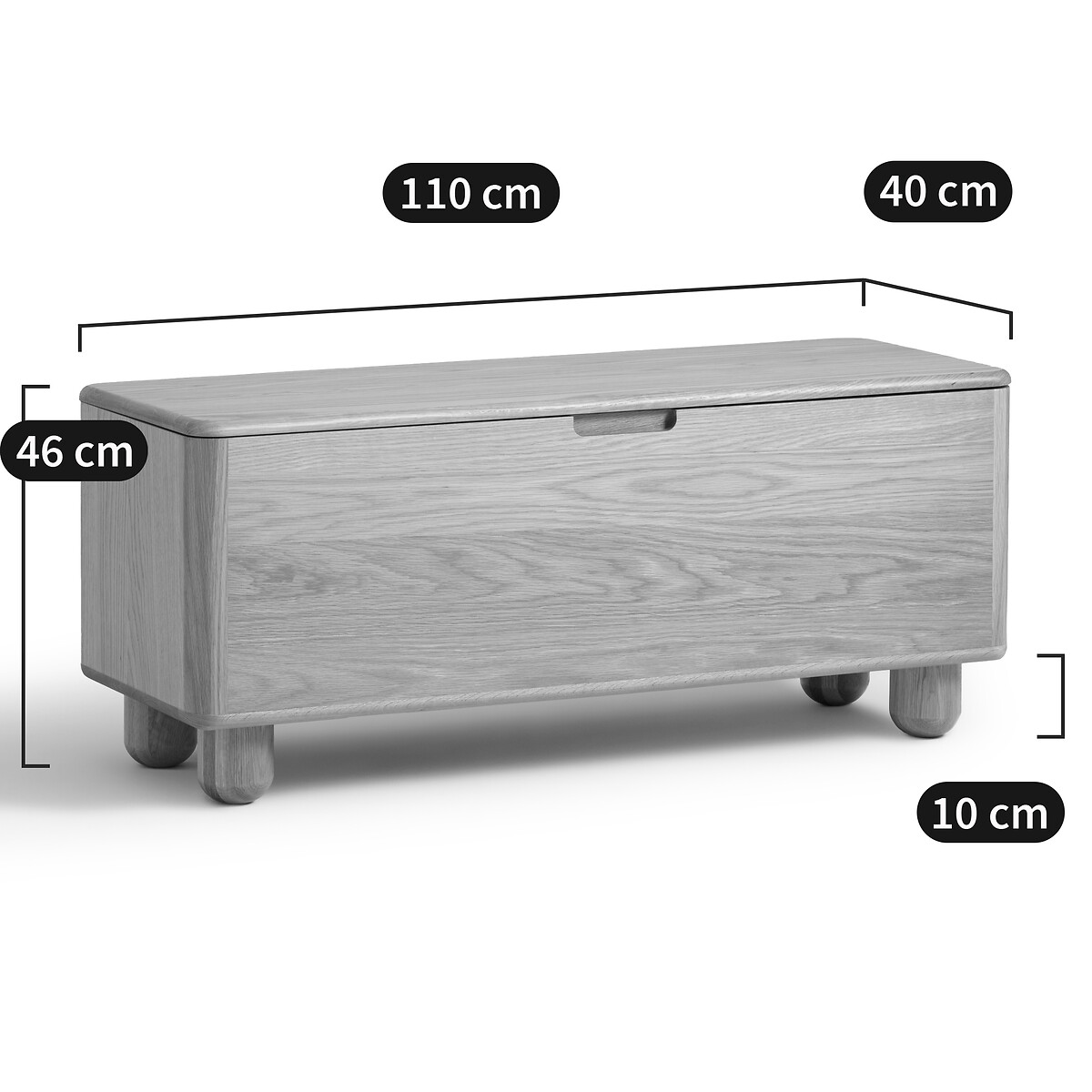 Banc/coffre de rangement chêne et plaqué, Piero naturel, LA REDOUTE INTERIEURS
