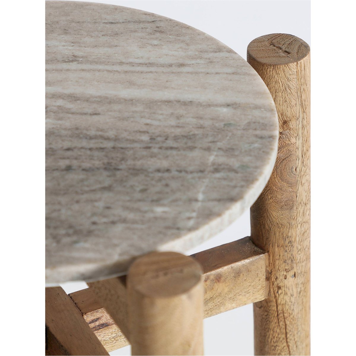 Table d'appoint en marbre et manguier gris marbre et bois de manguier, RECOLLECTION