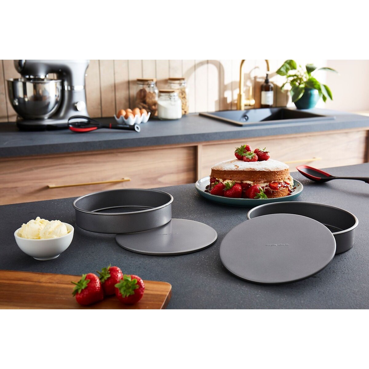 2-Piece Shallow Cake Tin Set grey, MORPHY RICHARDS