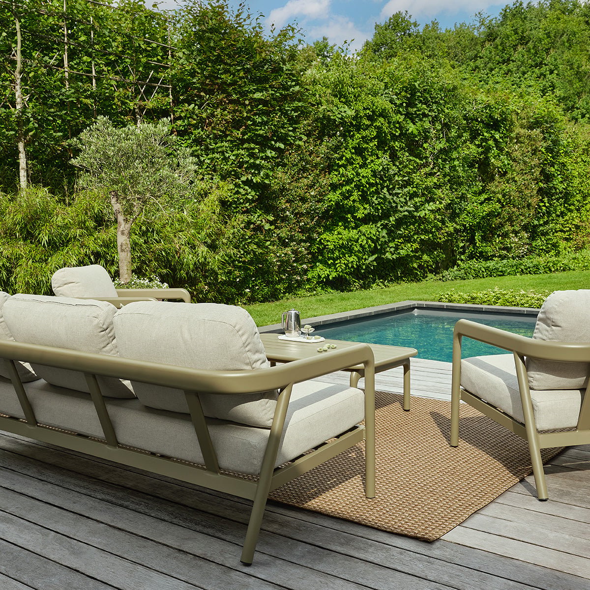 Salon de jardin bas 5 places en aluminium ORYO beige_chine, BERAH GETAH