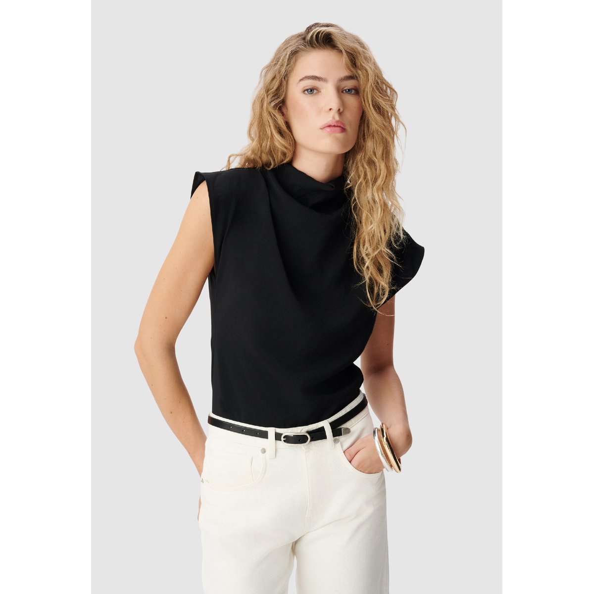 Top col montant effet bénitier noir, IKKS