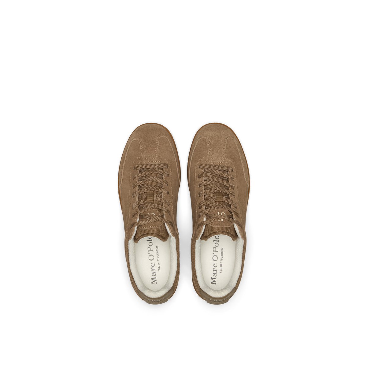 Sneaker modèle Charlie en cuir velours doux beige, MARC O'POLO