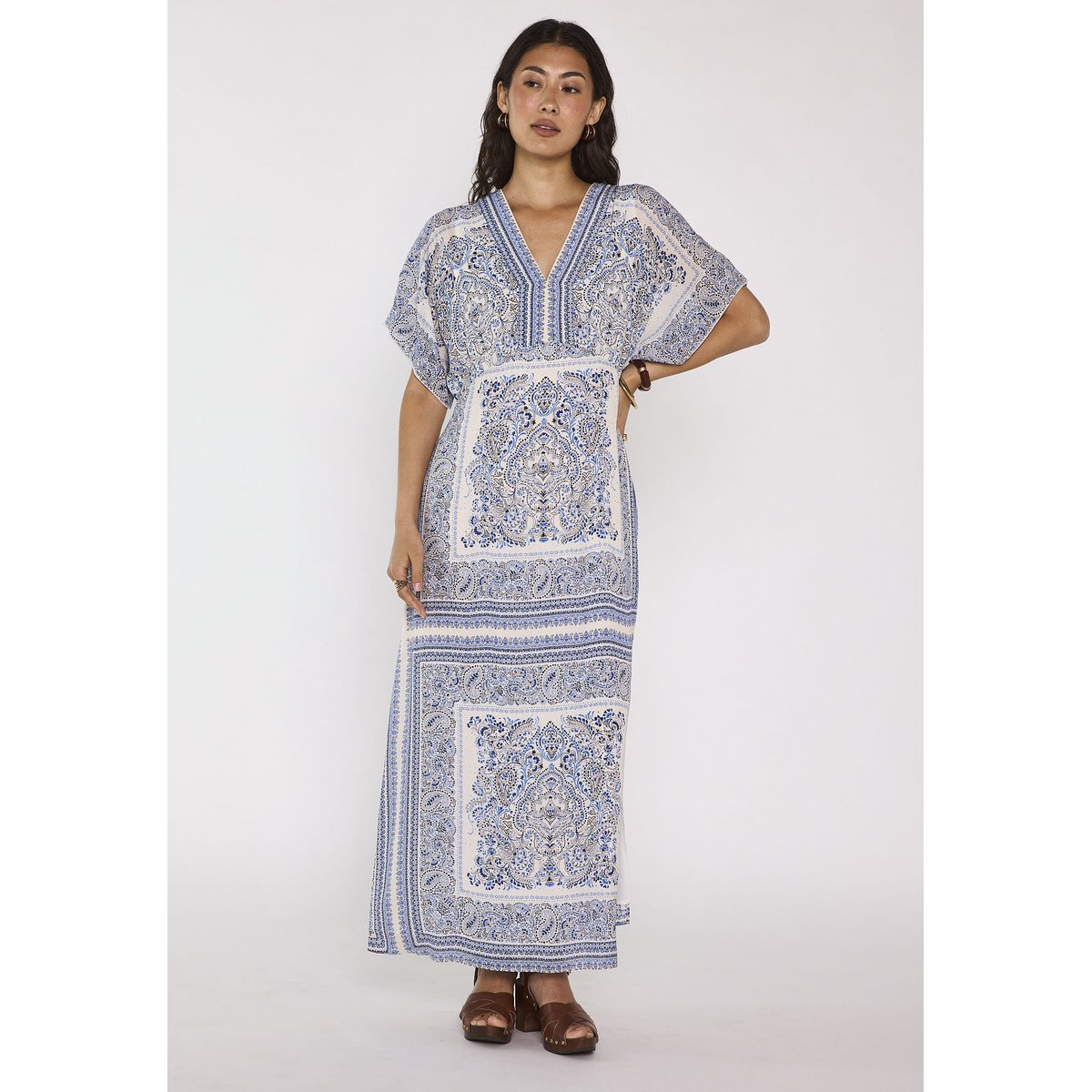 Robe imprimée droite BENEDICTE bleu, Maison 123