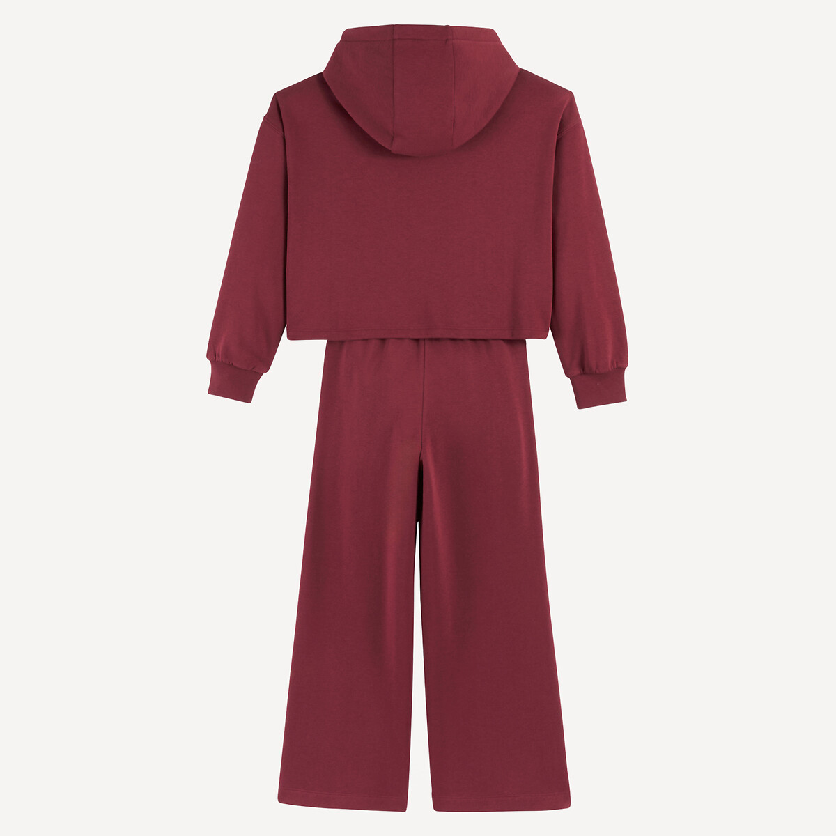 2-delig ensemble, hoodie en joggingbroek, in molton bordeaux , LA REDOUTE COLLECTIONS