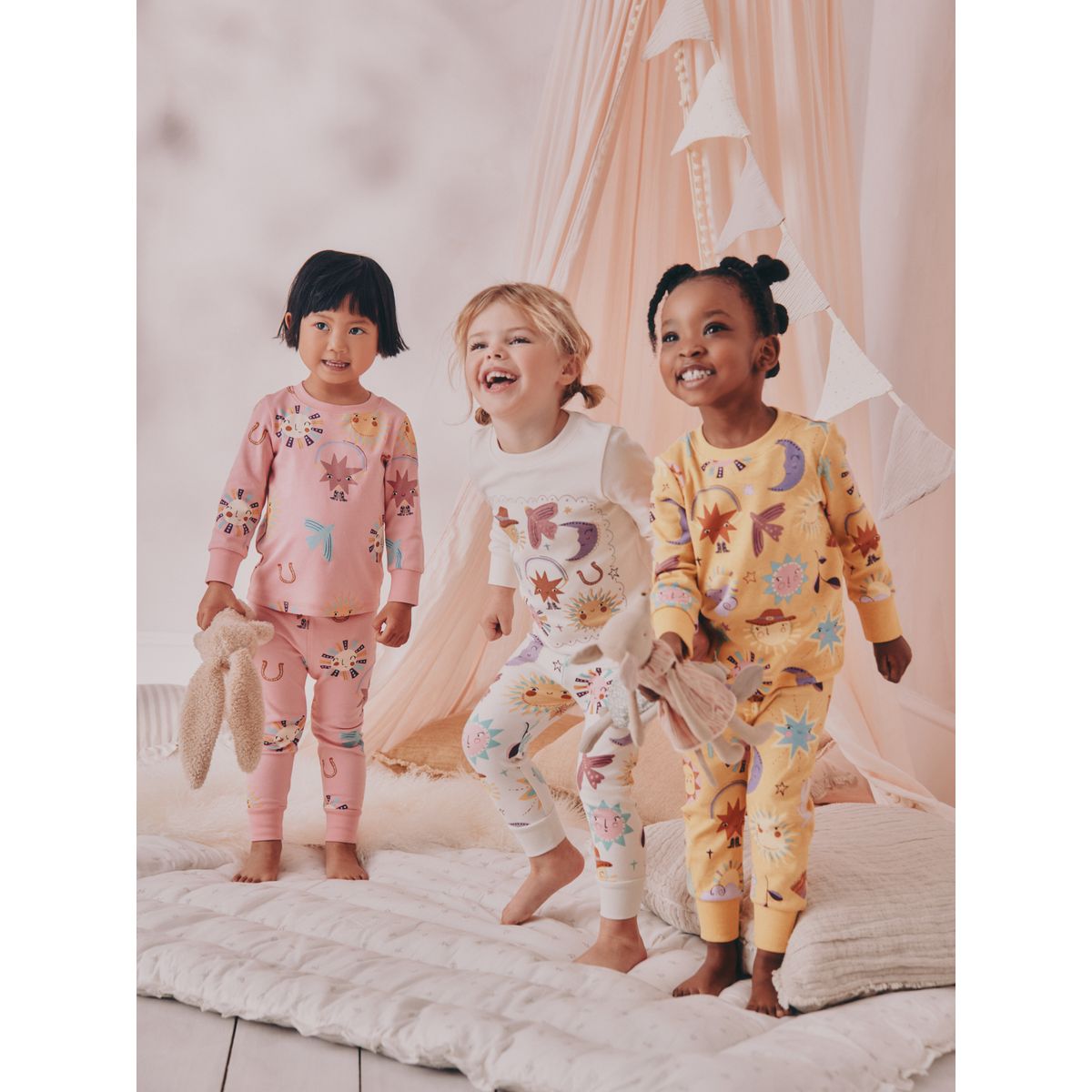 Pyjama douillet, lot de 3 imprimé western rose/jaune, NEXT