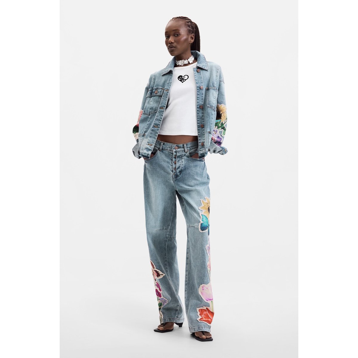 Veste en denim brodée bleu clair, DESIGUAL
