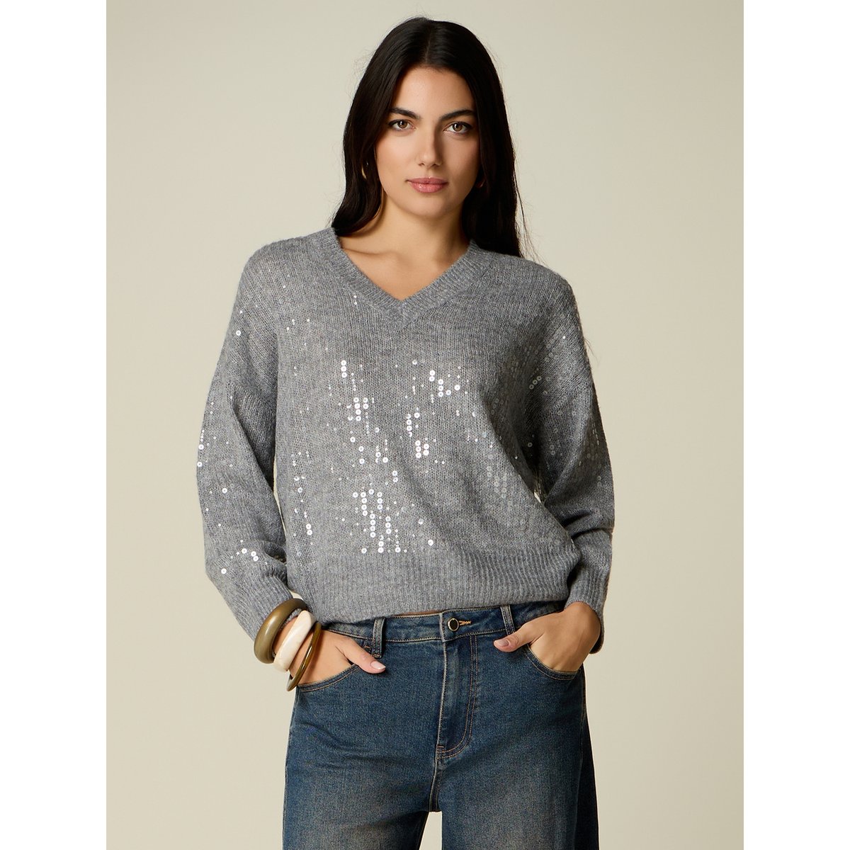 Maille à paillettes gris, OLTRE