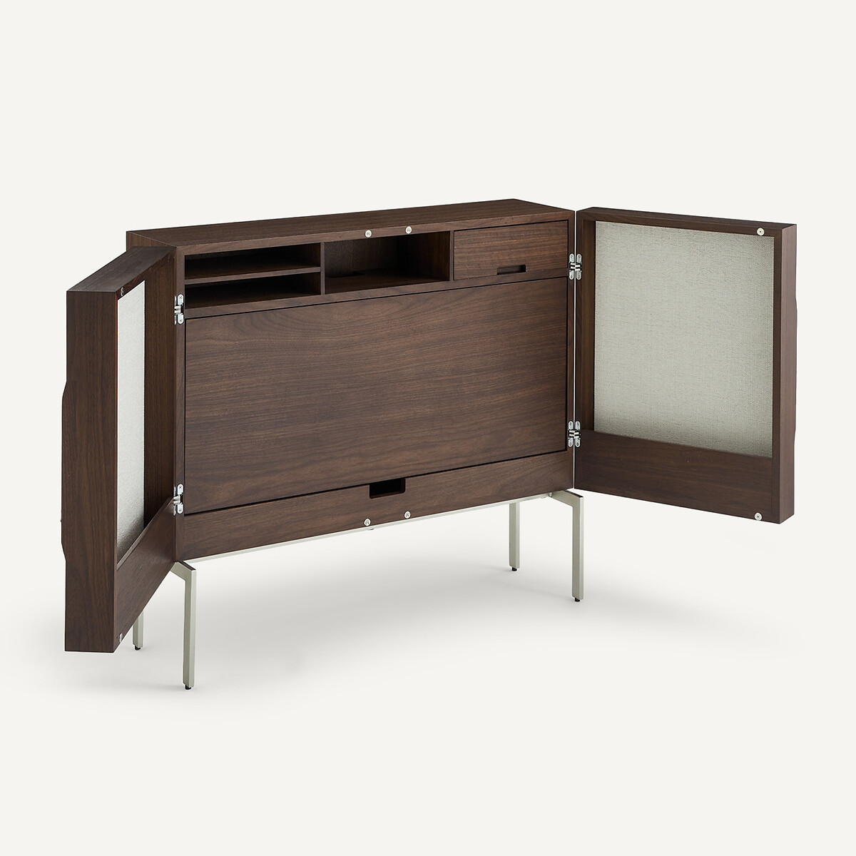 Omid Walnut Veneer Low Cabinet/Hideaway Desk walnut, AM.PM