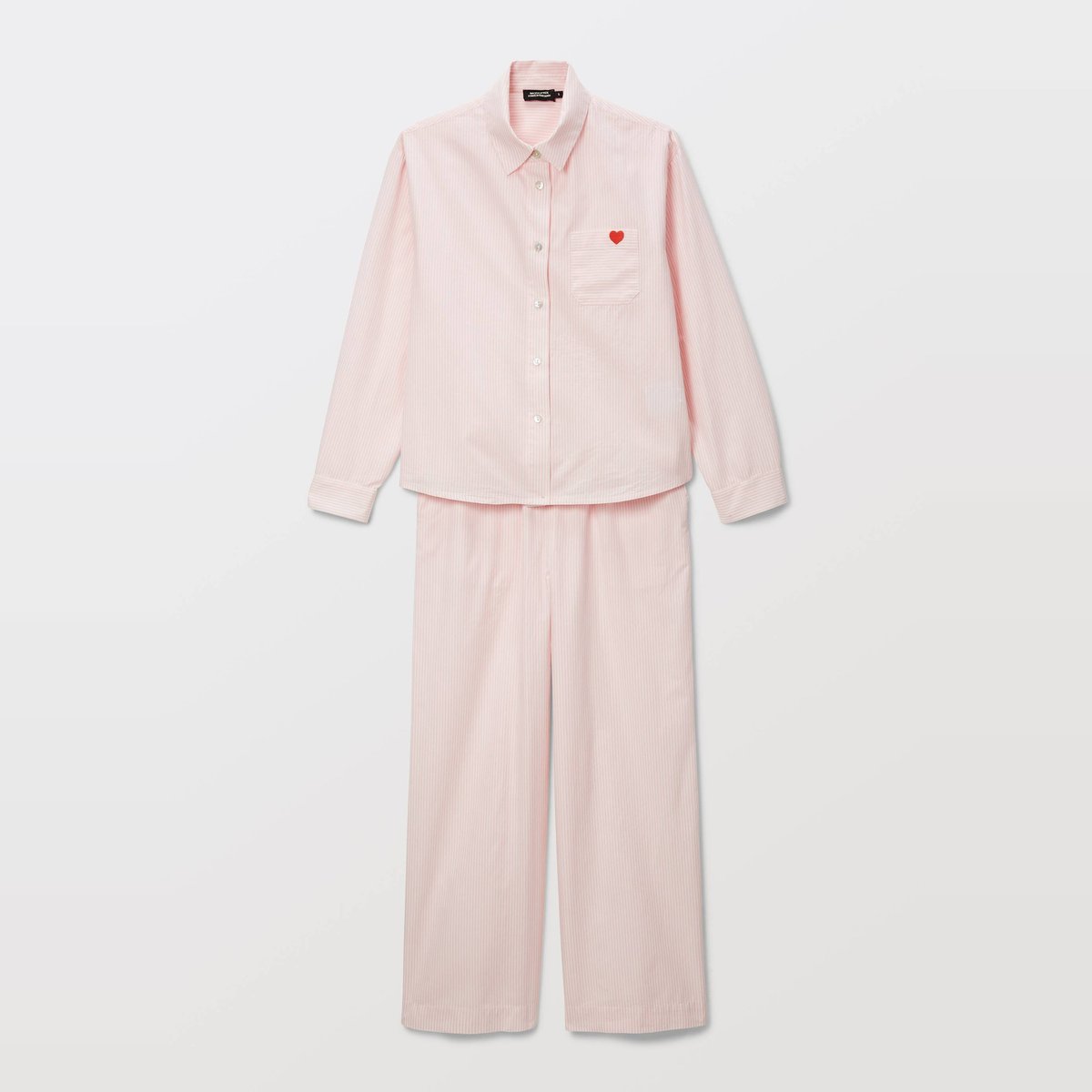 Pyjama rayé avec coeur brodé en voile de coton BIO pin up, MONOPRIX