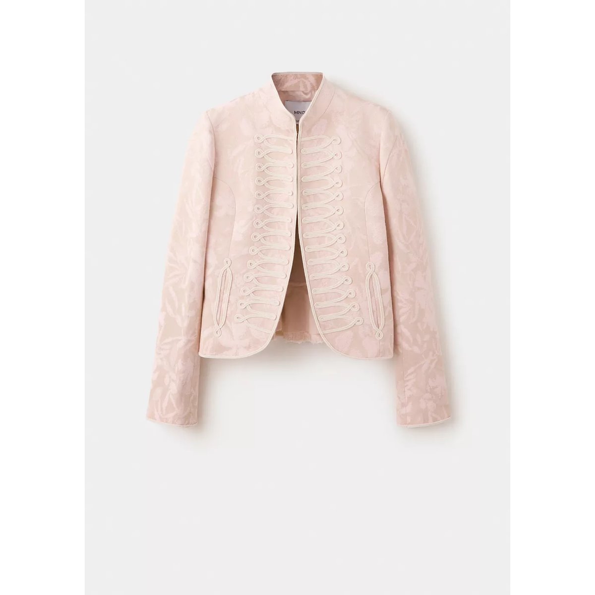 Veste en jacquard à brandebourgs rose, MANGO