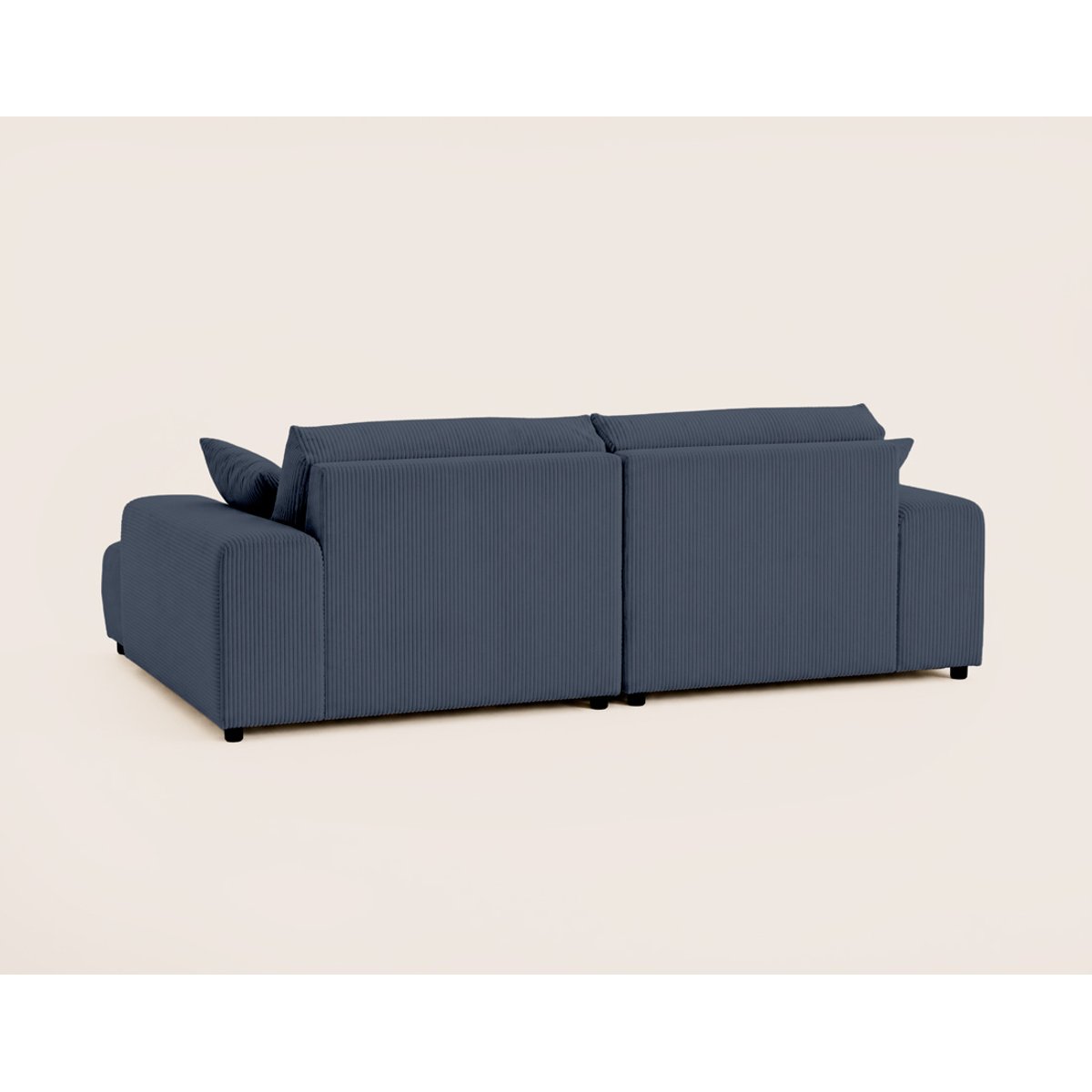 Canapé droit 4 places double méridienne, GARANCE bleu nuit, BEST MOBILIER