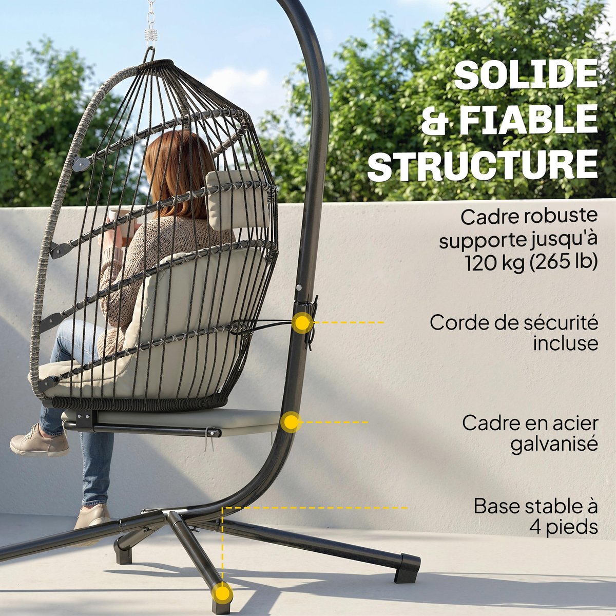Fauteuil à bascule Acier galvanisé Gris clair gris clair, noir, gris foncé, OUTSUNNY
