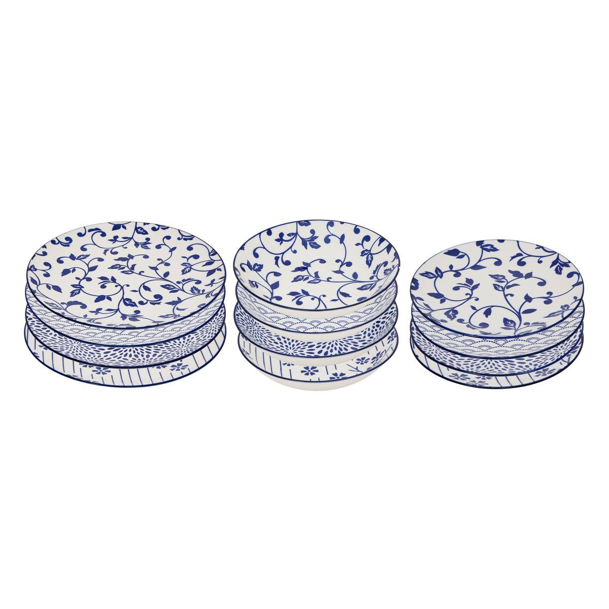 Service de table 12 pièces en porcelaine MIZU bleu encre, ATMOSPHERA
