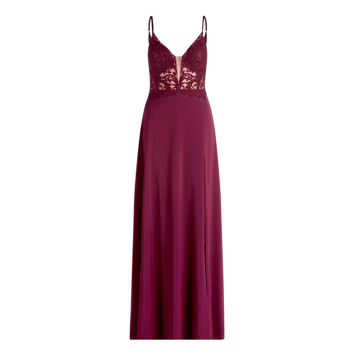 Robe de soirée à broderies prune wine, VERA MONT