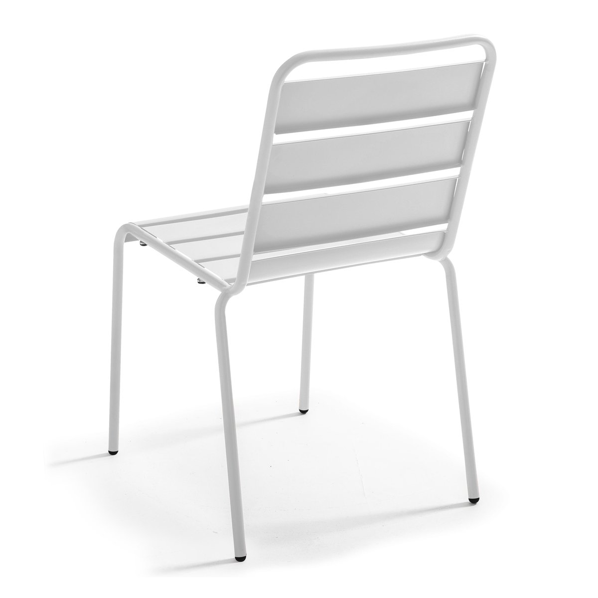 Salon de jardin table ronde et 2 chaises en métal, PALAVAS blanc, OVIALA
