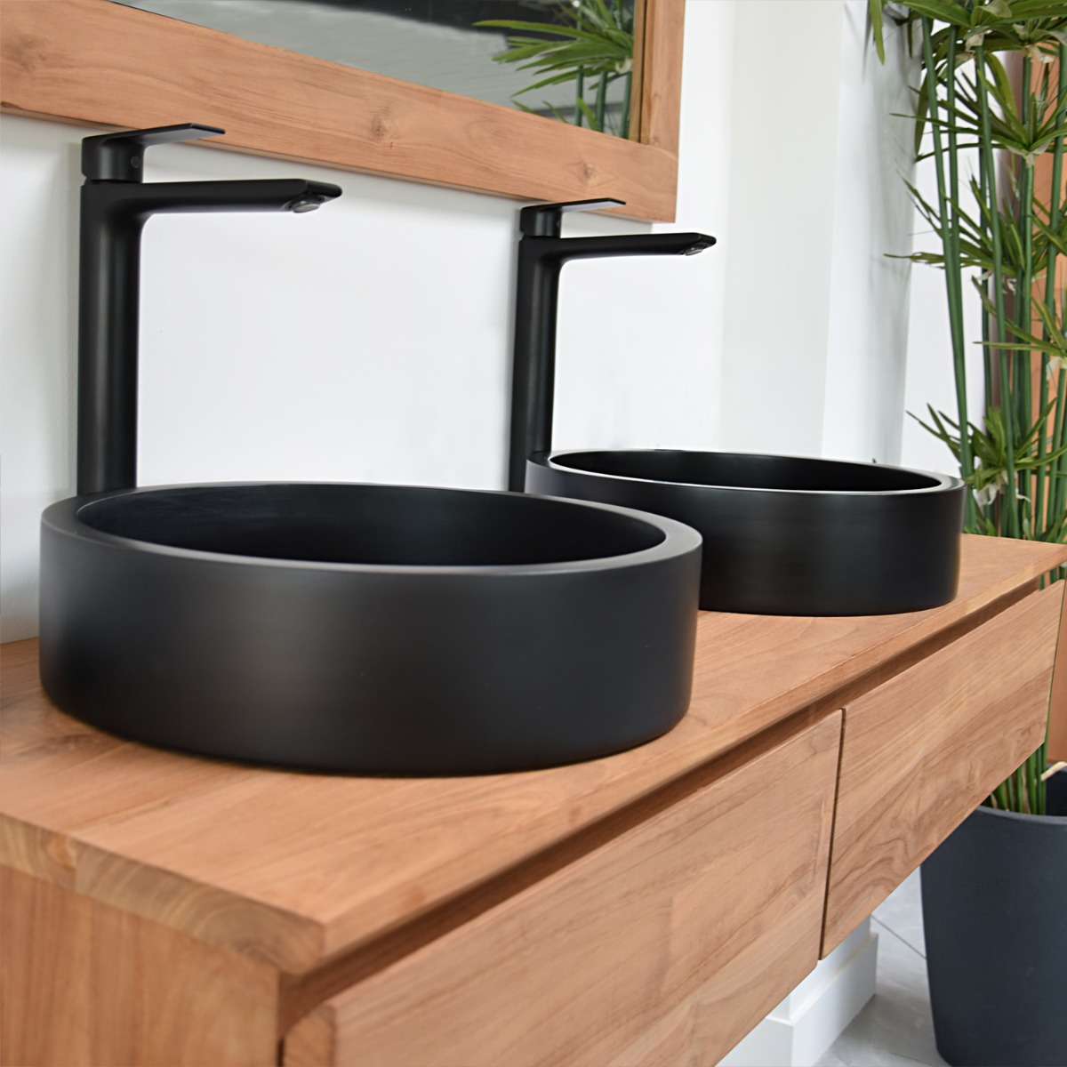 Meuble suspendu 2 tiroirs en teck massif 150 cm - KHALEI naturel, WILDWATER