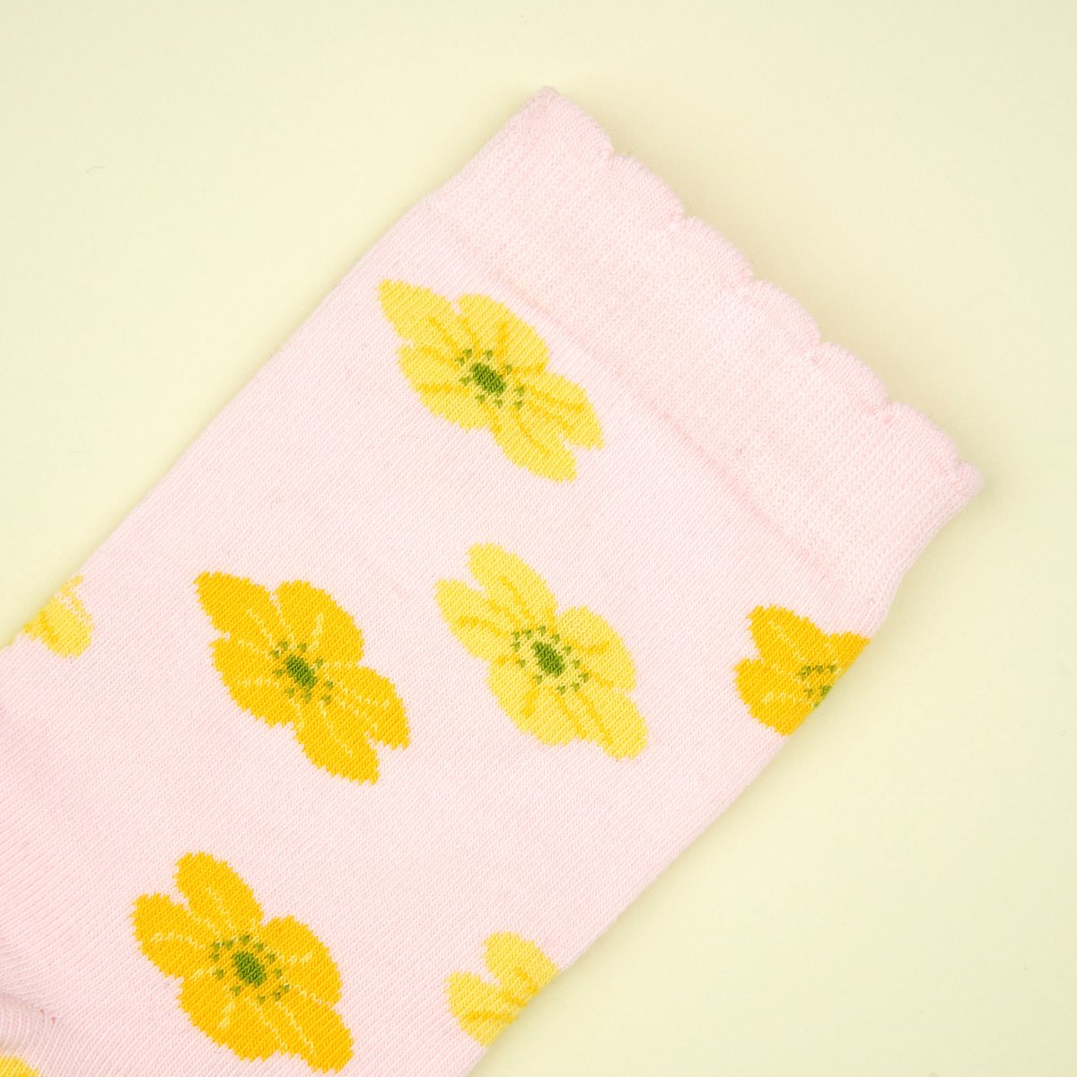 Chaussettes BOUTON D'OR rose à fleurs jaunes, COUCOU SUZETTE