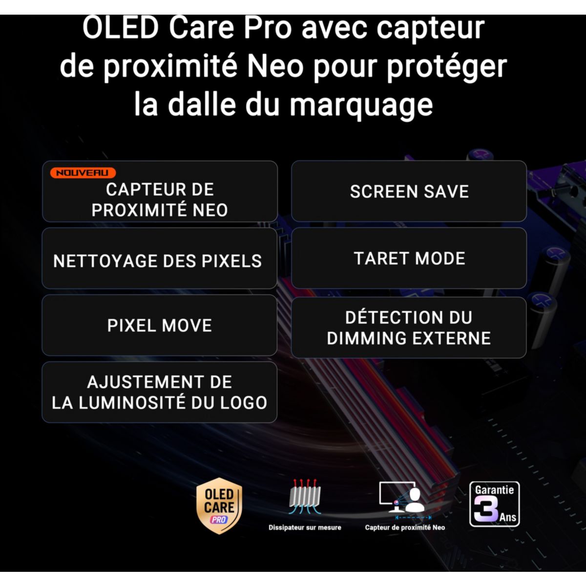 Ecran PC Gamer ROG XG27AQWMG 27" QHD 280Hz OLED HDR True Black 500 HDMI 2.1 couleur unique, ASUS