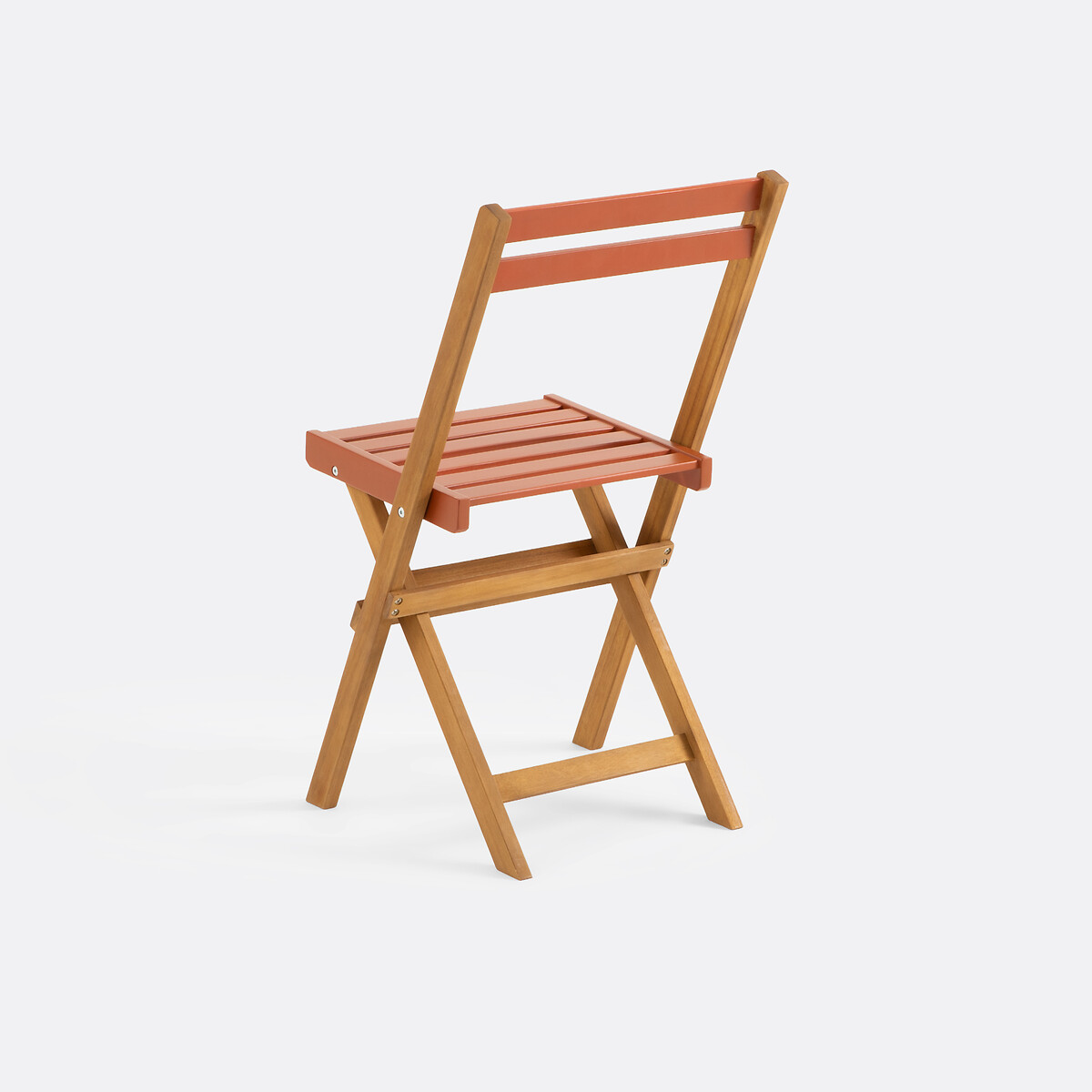 Inklapbare tuinset, acacia, 2-zits, vierkante tafel en 2 stoelen, DUDENA terracotta, LA REDOUTE INTERIEURS