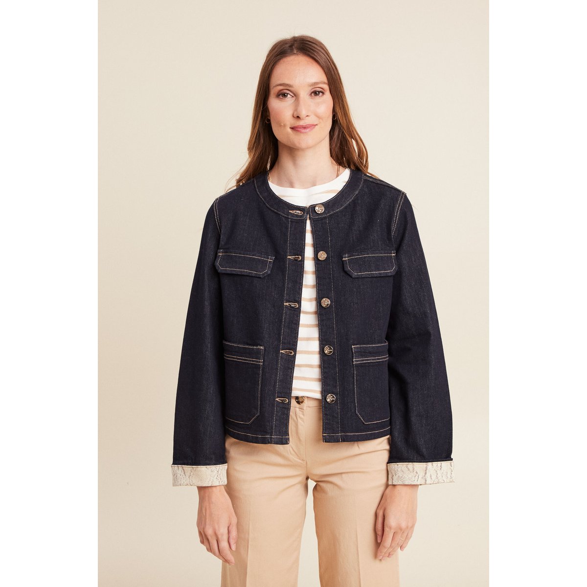 Veste sans col denim brut, BREAL