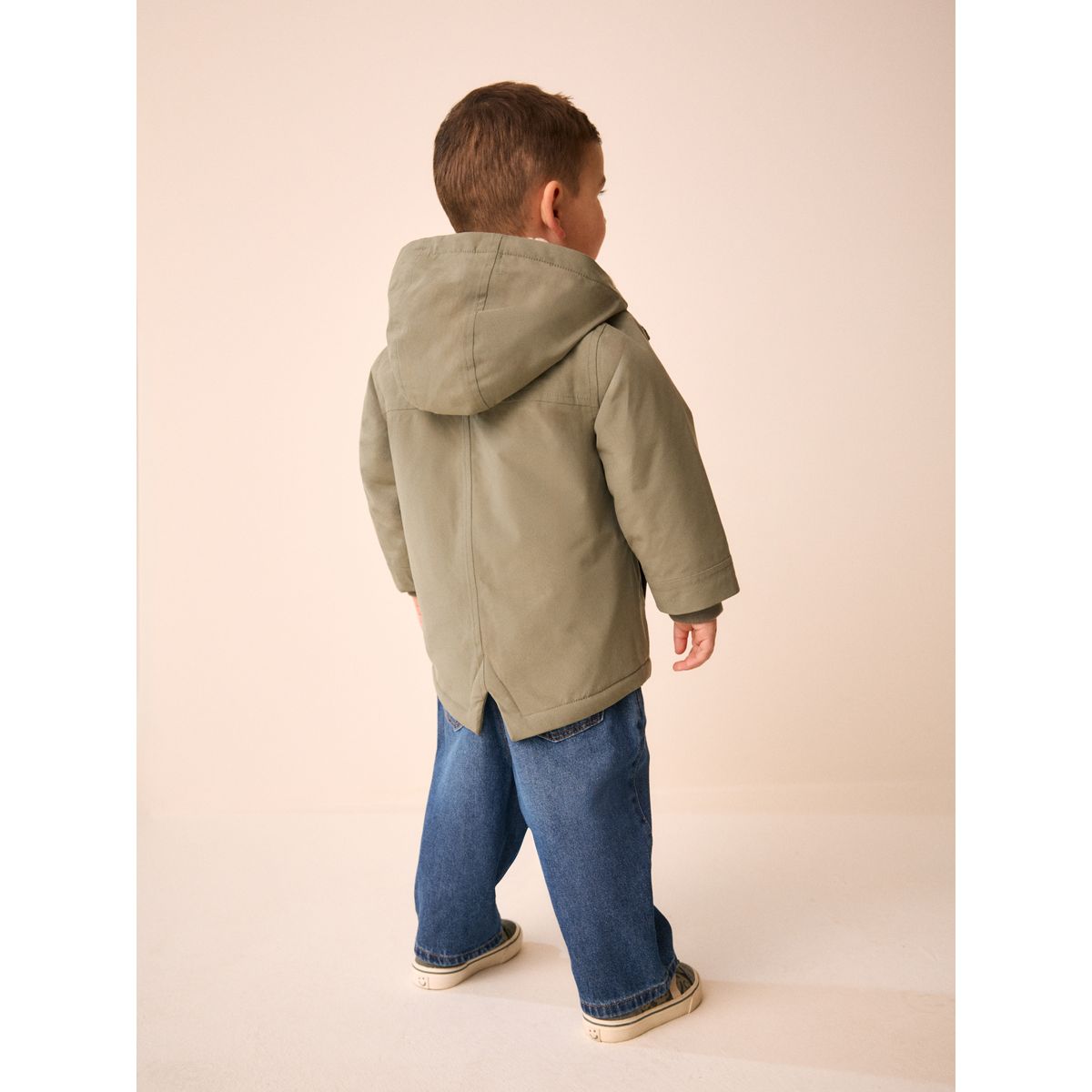 Parka imperméable à doublure en peau lainée vert, NEXT