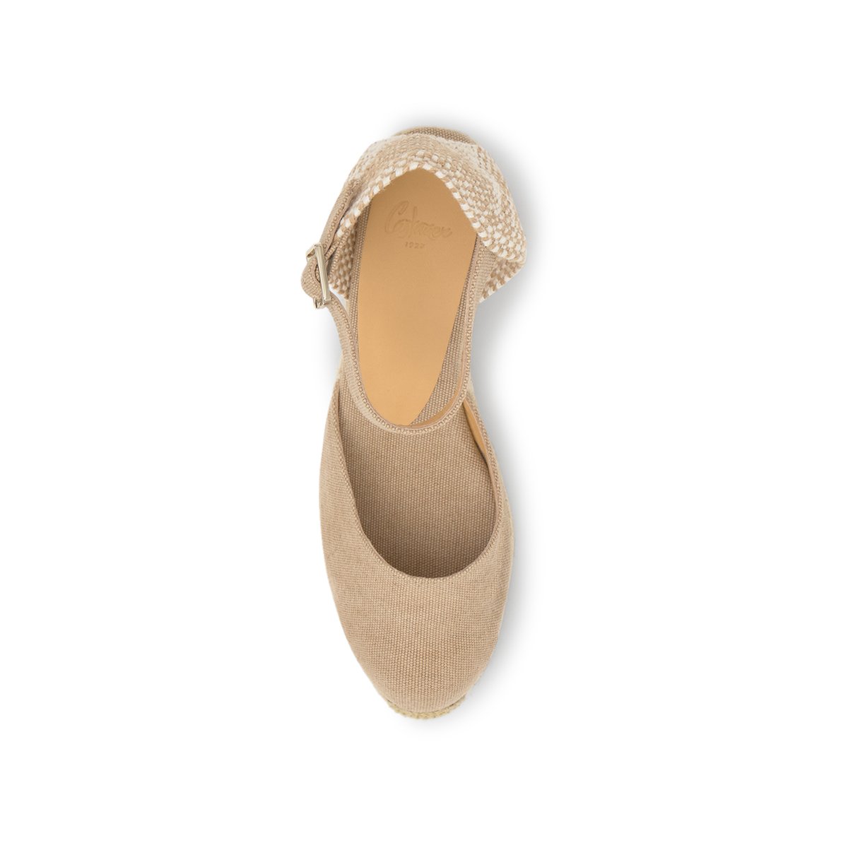 Espadrilles compensées à bride cheville et talon tressé CAROL PLATFORM sable, CASTANER