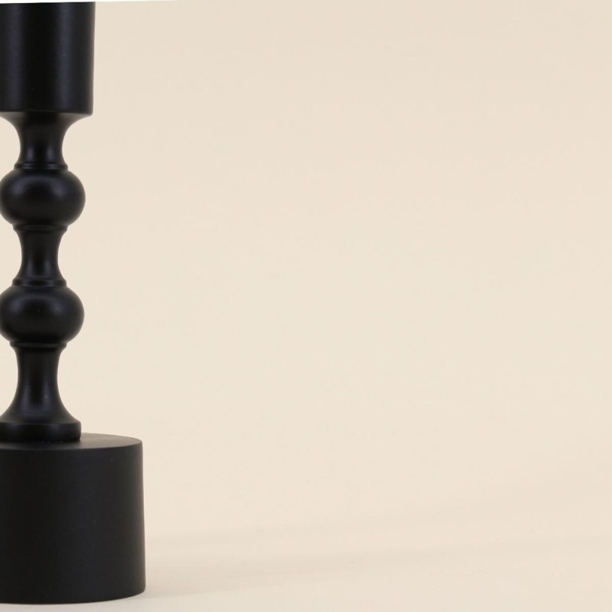 Bougeoir laqué 23cm noir, ORNAMI