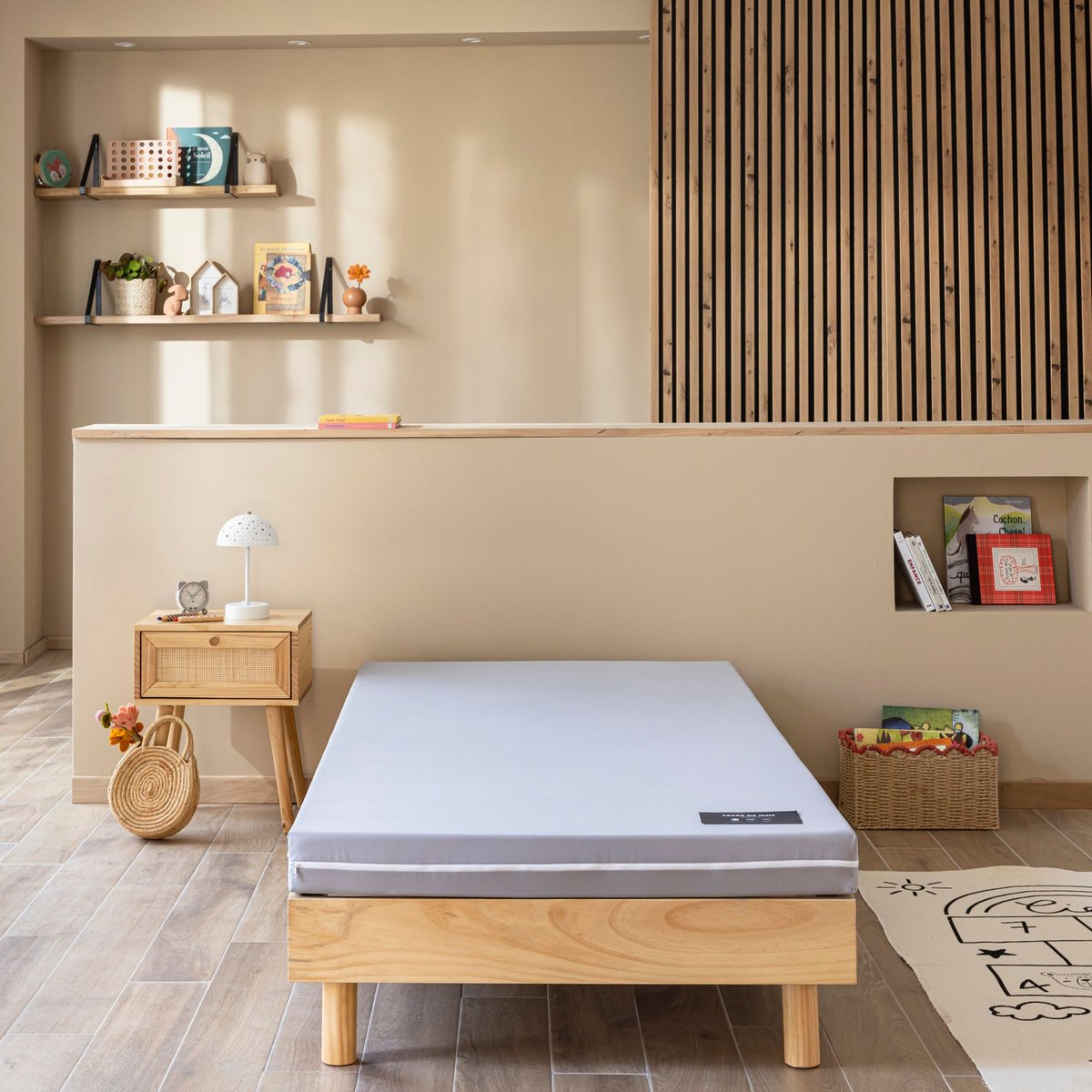 Matelas d'appoint enfant mousse Légèreté 2.0 blanc, TERRE DE NUIT