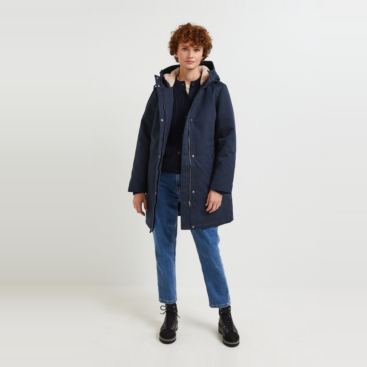 Parka à capuche avec imitation fourrure marine, MONOPRIX