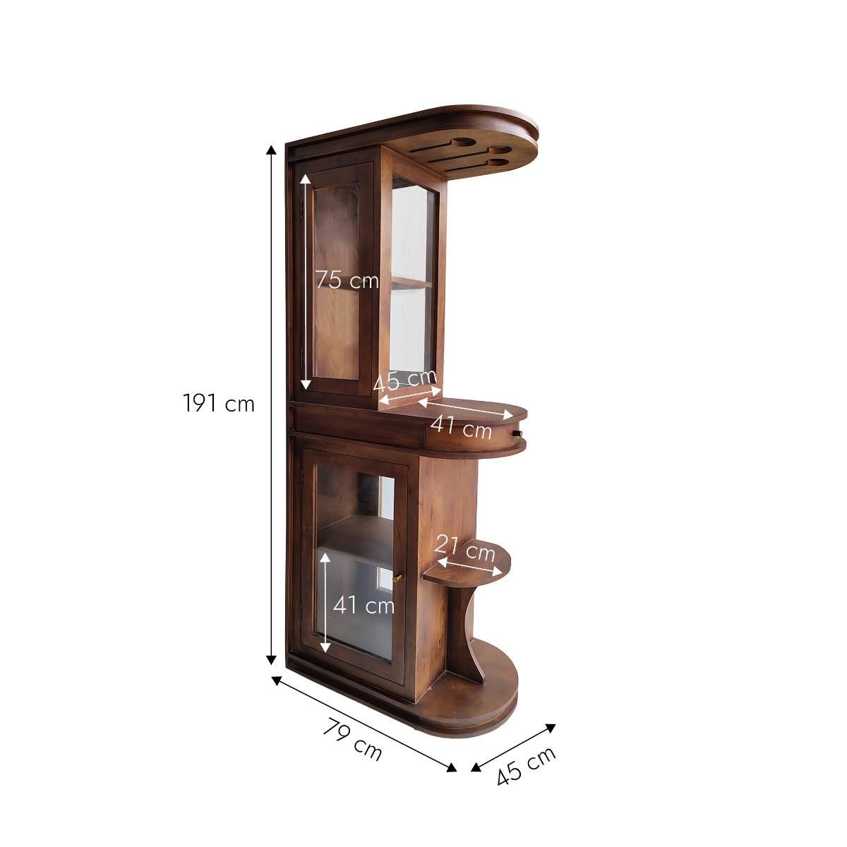 Meuble bar en bois de manguier NAREK bois foncé, MADE IN MEUBLES