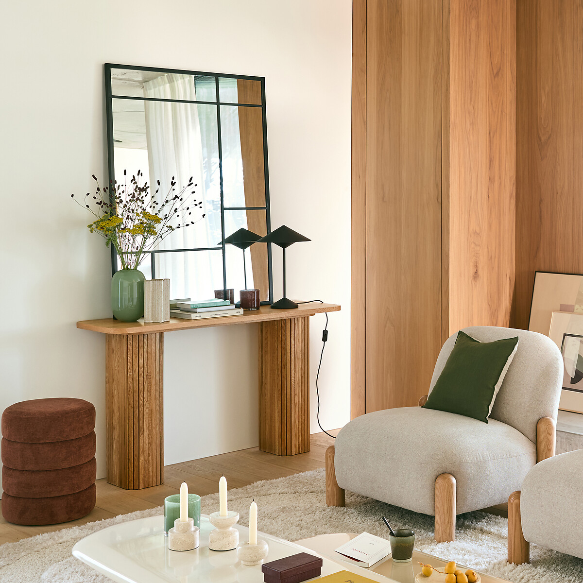 Console en plaqué chêne, LATTI coloris chêne, LA REDOUTE INTERIEURS