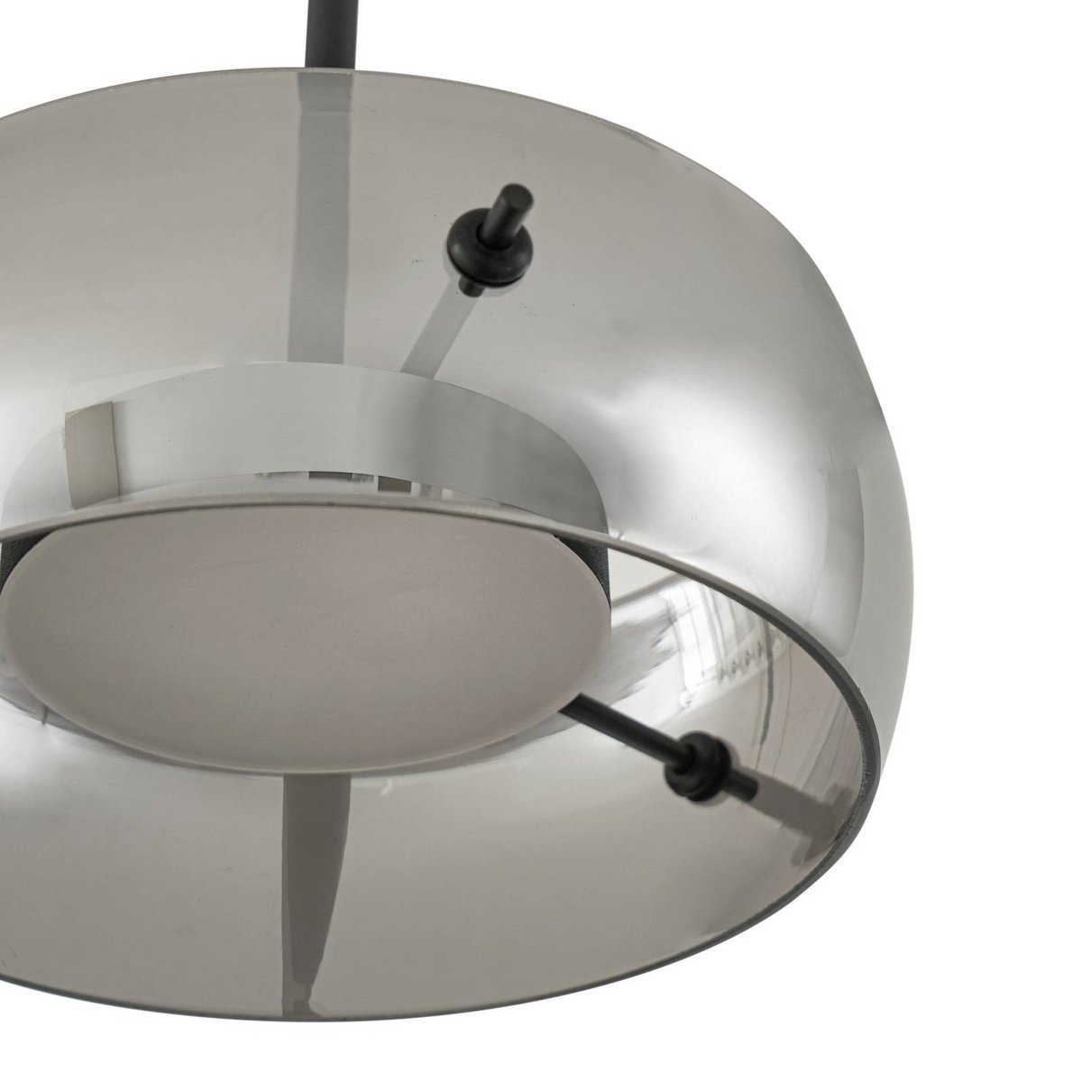 Suspension en verre moderneLED, Martis noir, gris fumé, LUCANDE