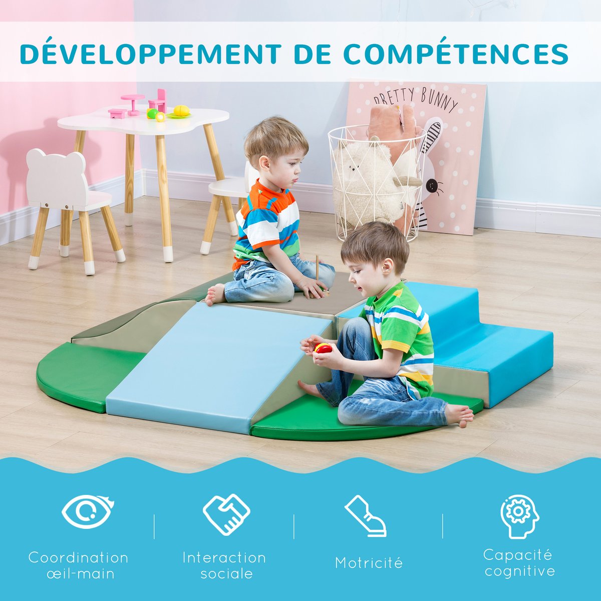 Ensembles de jeux mous pour enfants EPE Rose, multicolore, HOMCOM
