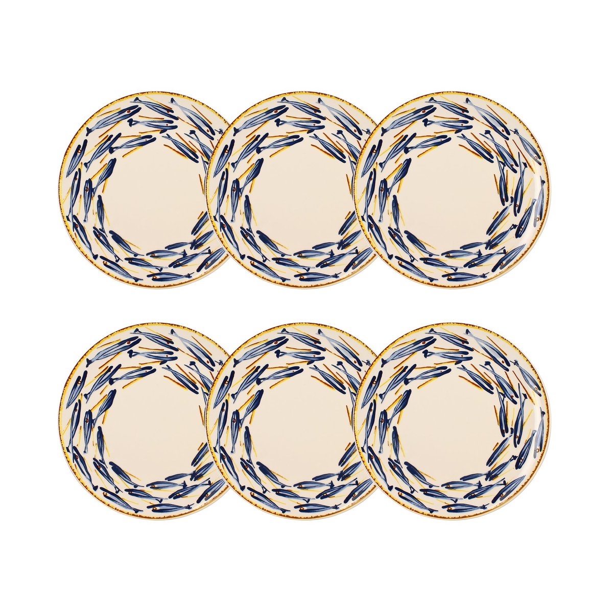 Lot de 6 assiettes plates en grès, MARIUS multicolore, NOVASTYL