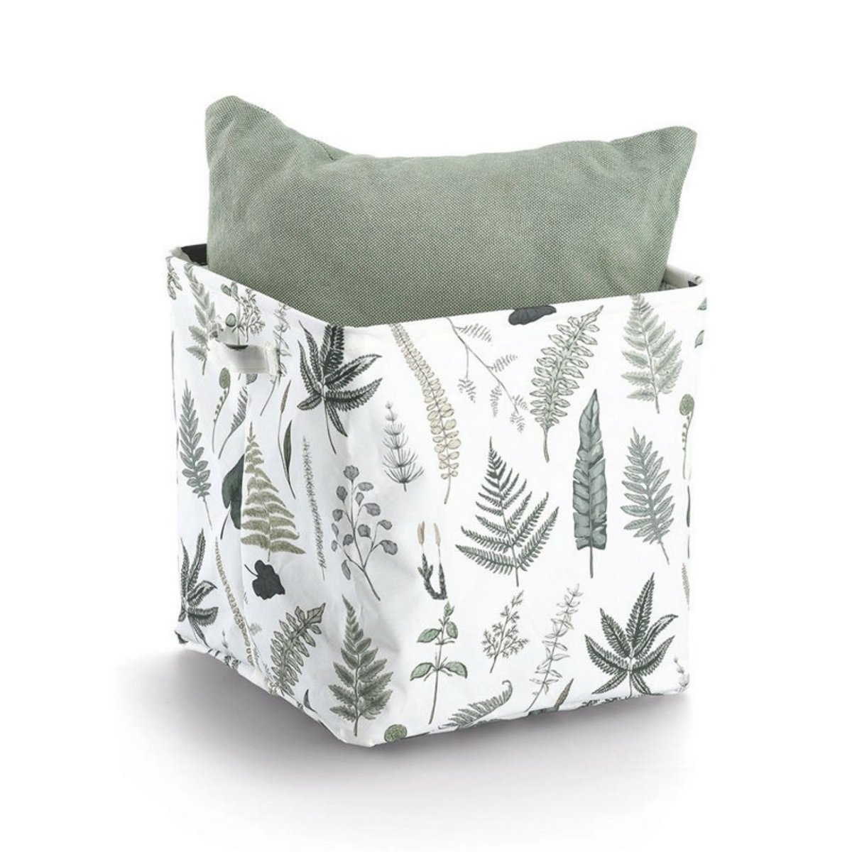 Panier cube rangement textile imprimé vert, ZELLER PRESENT