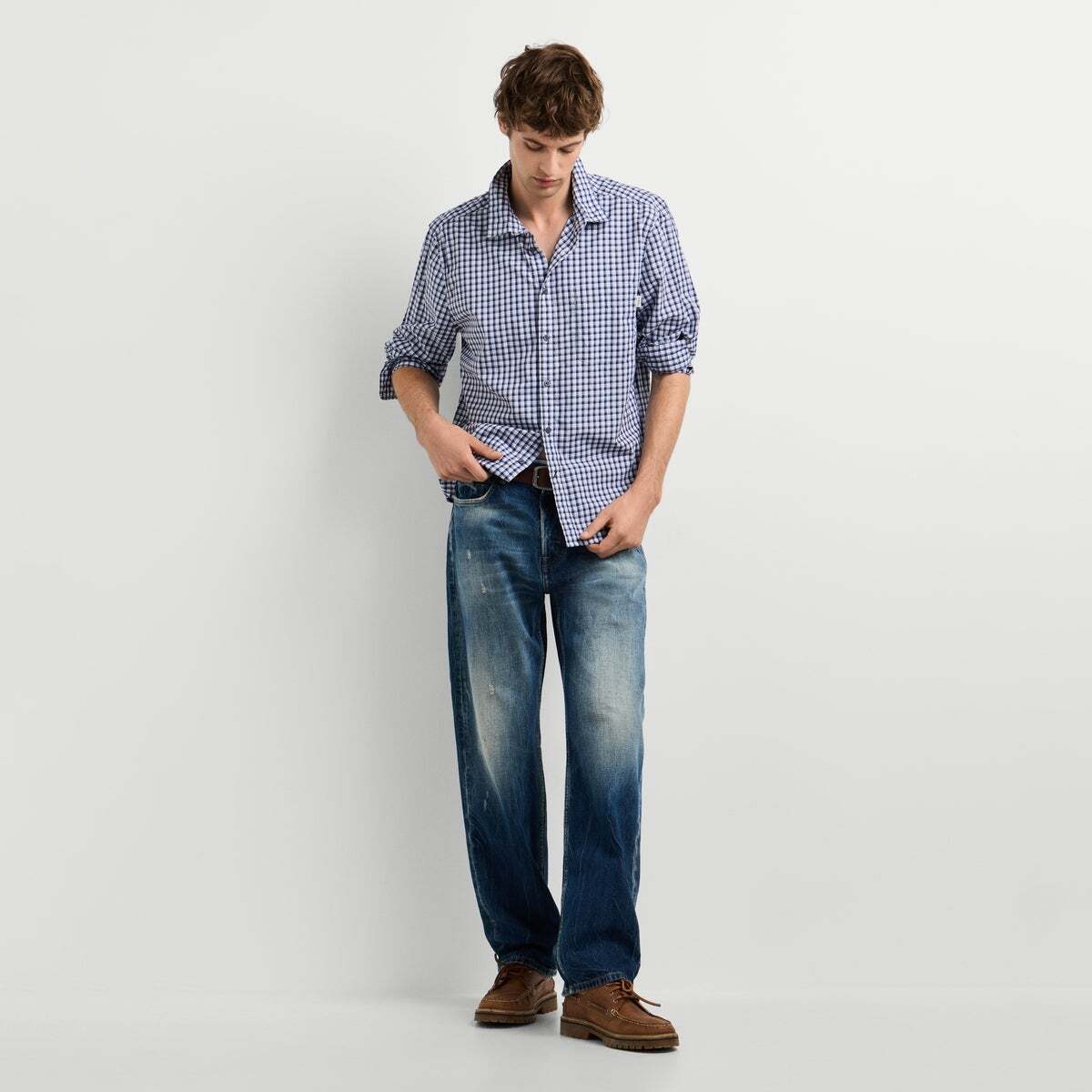 Chemise Coupe Casual À Carreaux En Popeline bleu dulwich, PEPE JEANS