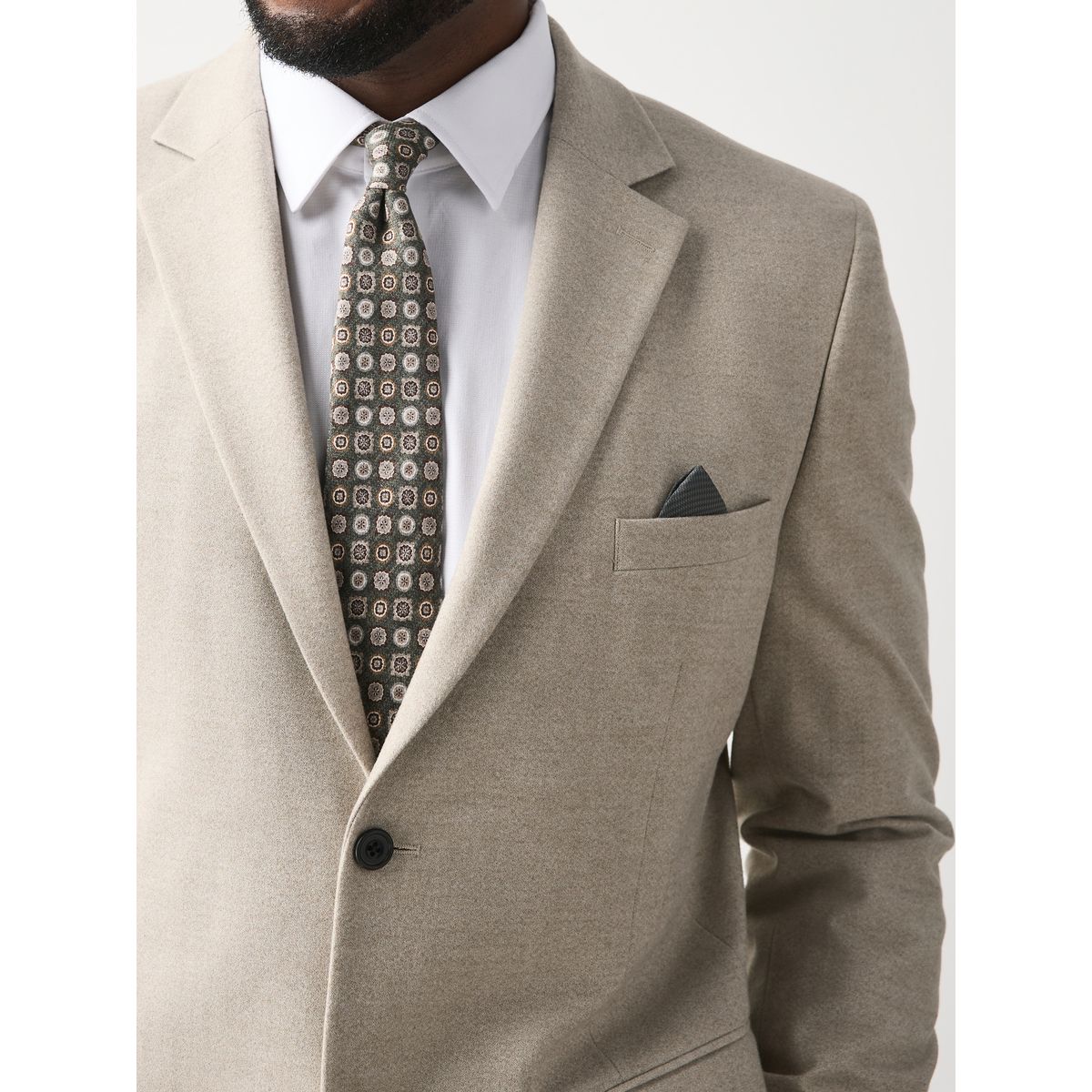 Veste de costume près du corps en flanelle écru, NEXT