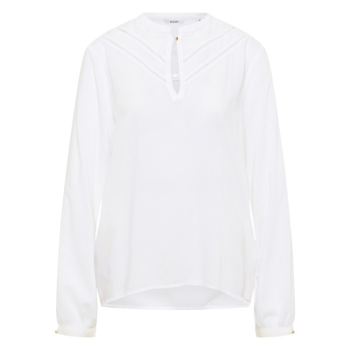 Blouse blanche unie avec un col tunisien et des manches longues blanche, MUSTANG