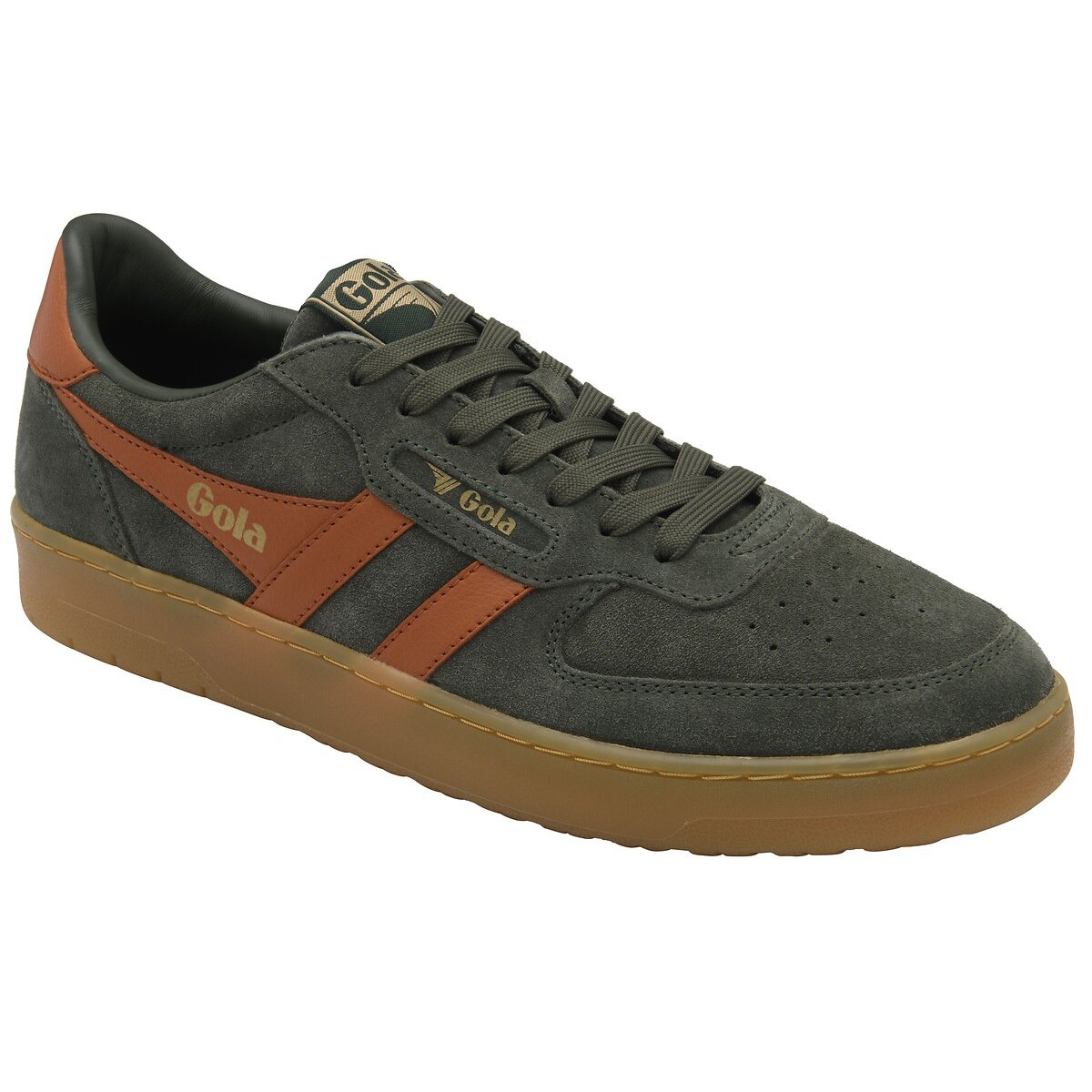 Hawk Suede '86 Trainers dark khaki/orange, GOLA
