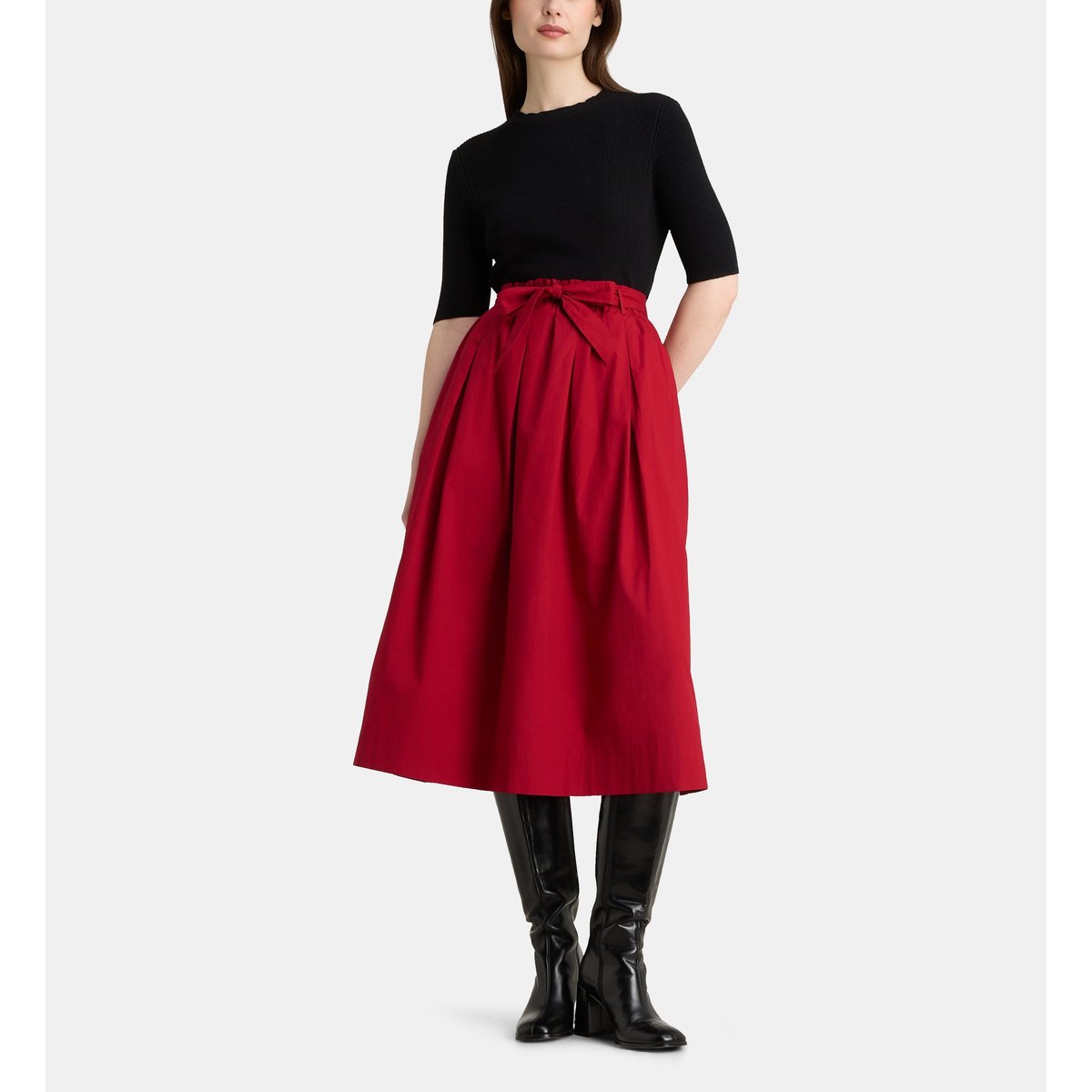 Jupe mi longue farrah pop coton rouge, GALERIES LAFAYETTE