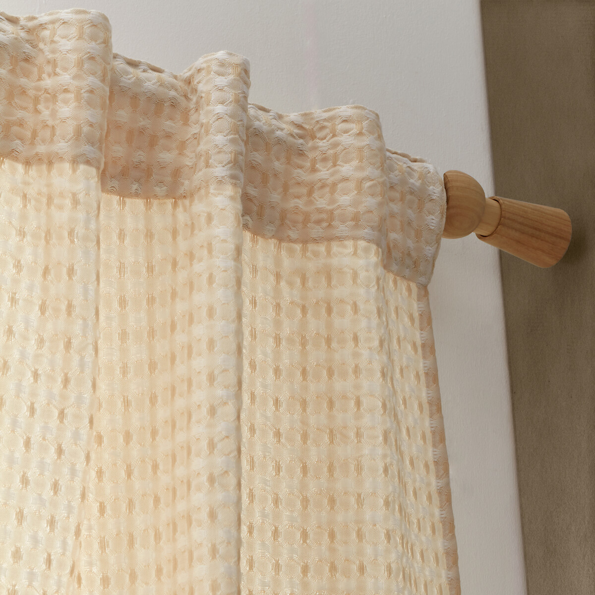 Muscat Waffle Slot Top Voile Curtain Panel natural, PINEAPPLE ELEPHANT