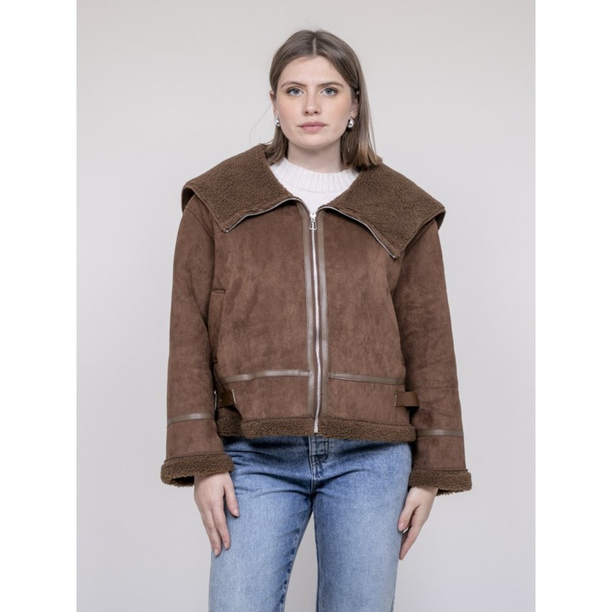 Veste Aviateur Double Peaux Umi marron, DONA LISA